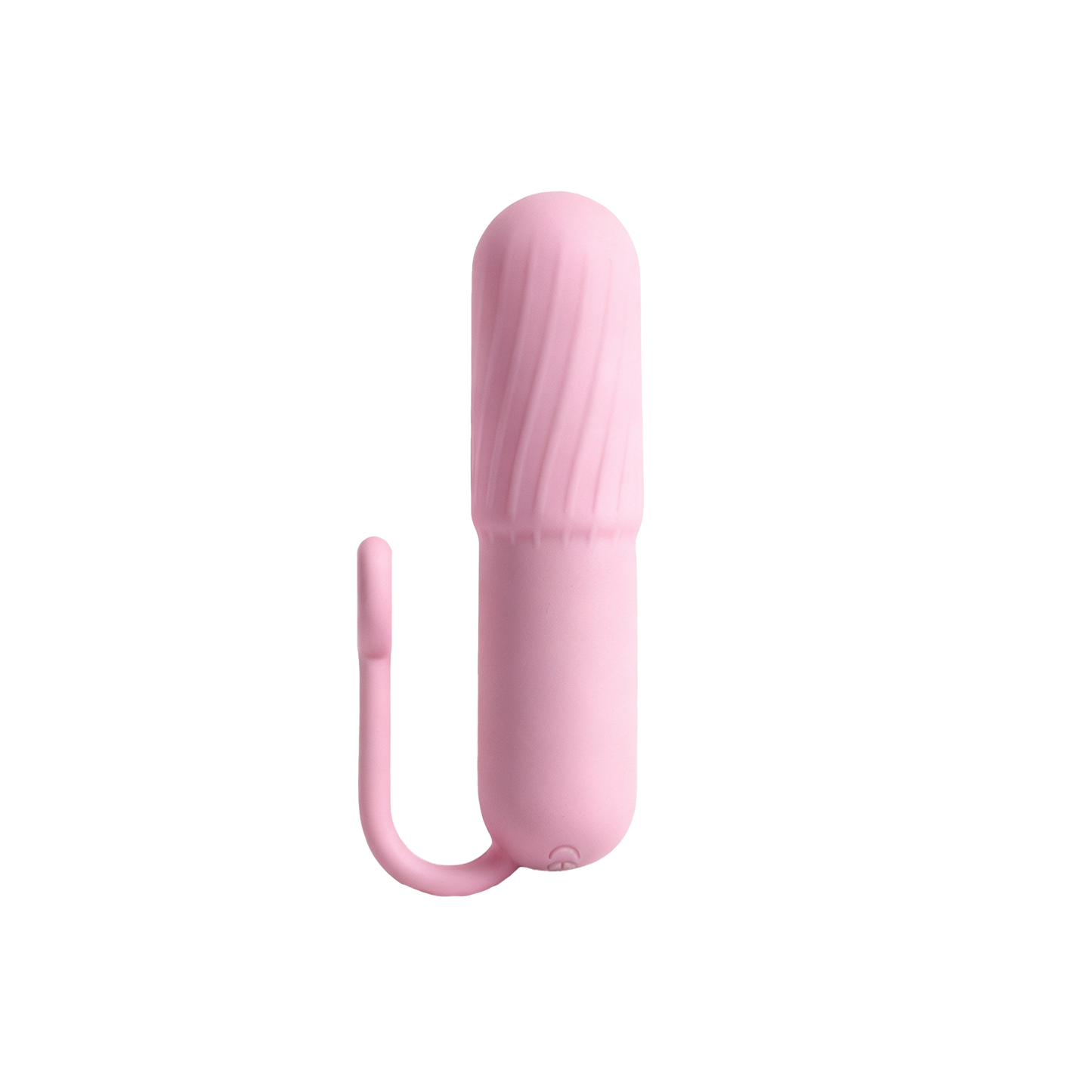 Pink handheld bullet vibrator on a white background